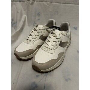 Time And Tru Women’s Memory Foam Sneakers Shoes White Tan Women’s 6.5
